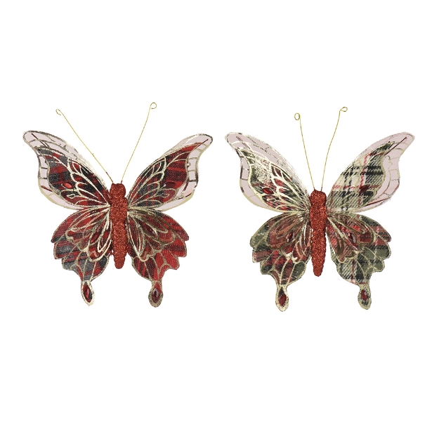 Image de Papillon velours polyester s/clip Rge/coul H13