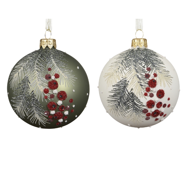 Image de Boule verre mat branche a/baies 2col D8