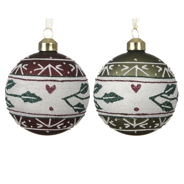 Image de Boules verre mat a/feuilles et givre D10
