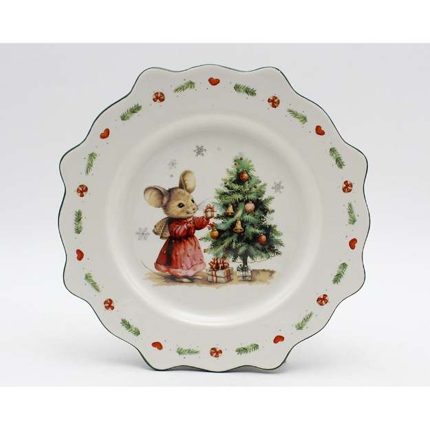 Image de Assiette plate dolomite motif souris D25,8