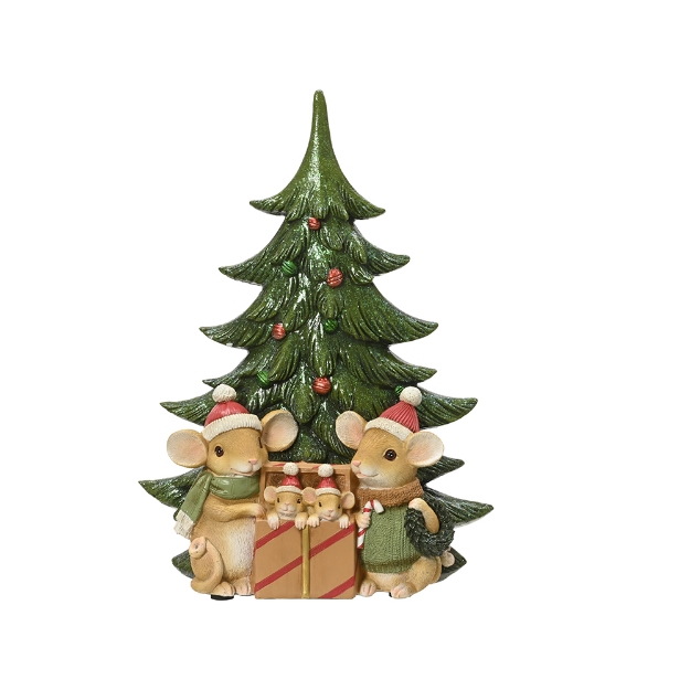 Image de Boite a musique poly souris vert/coul H33,5