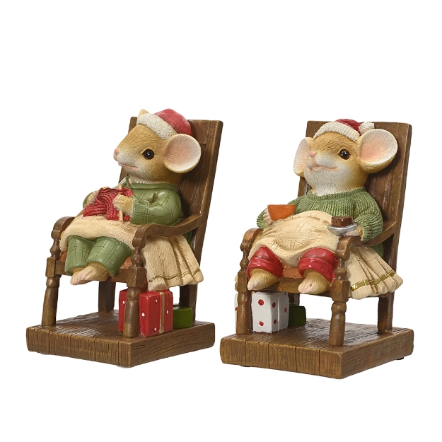 Image de Souris polyresine assis s/chaise H14,5