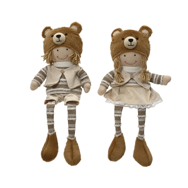 Image de Figurine polyester assis a/jambes pendantes chap ours H44