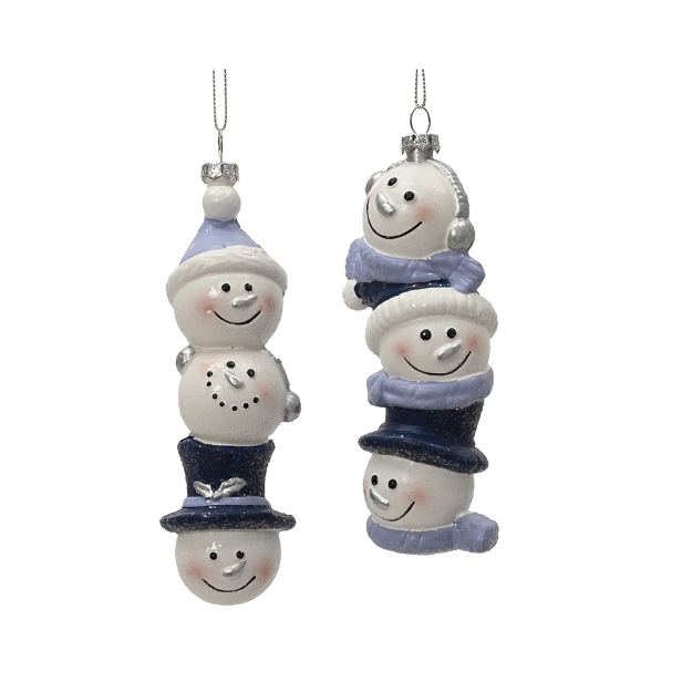 Image de Bonhomme neige polyst paillettes bl/bleu H15,2