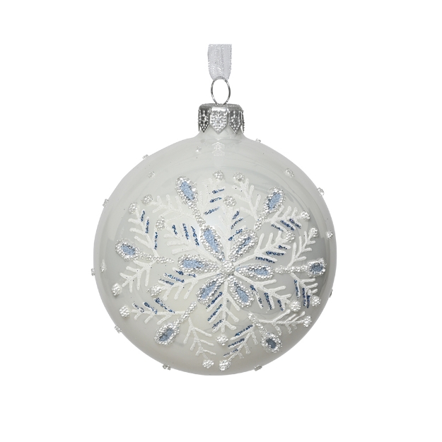 Image de Boule verre email flocon neige