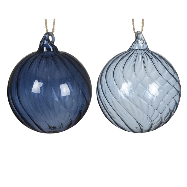 Image de Boule verre translucide a/torsades 2col D8