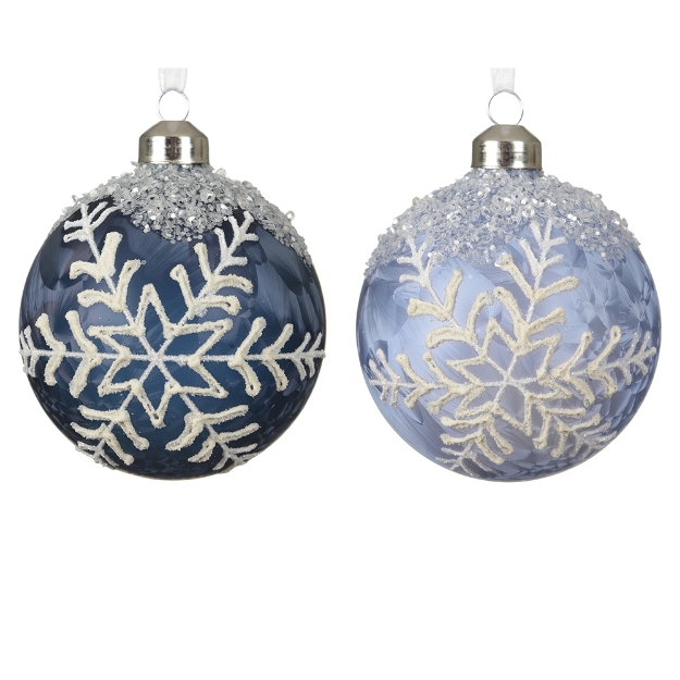 Image de Boules verre a/flocons 2col D8