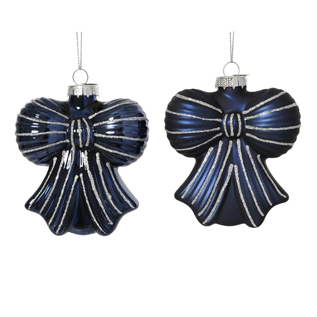 Image de Noeud verre brillant - mat ligne paillettes 2col bleu nuit