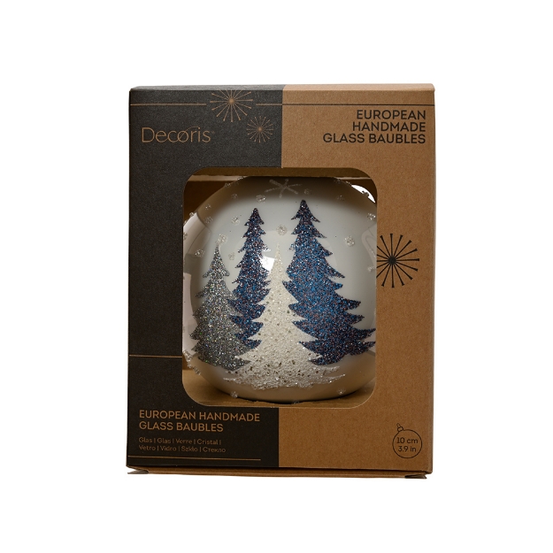 Image de Boule verre email sapins D10