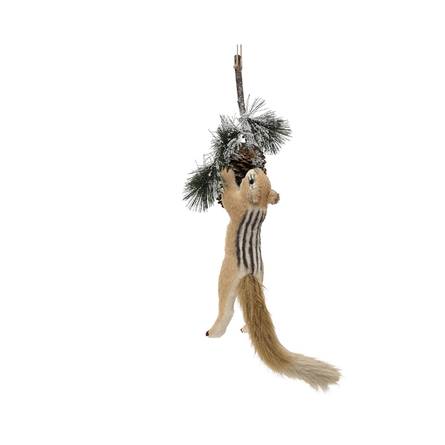 Image de Ecureuil poly pomme pin, branches de sapin H75 naturel