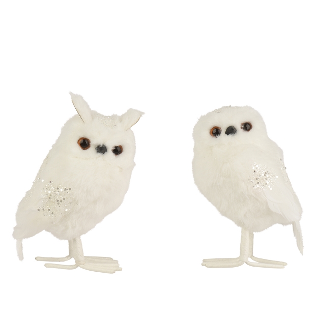 Image de Chouette polyester paillettes blanc H15