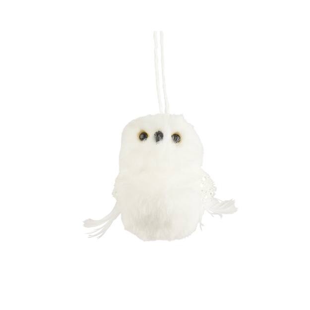 Image de Chouette polyester paillettes  susp. blanc H8