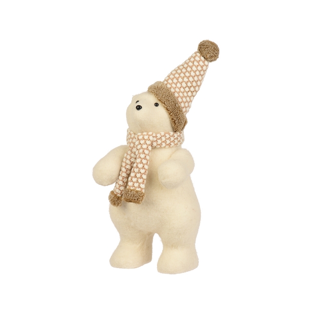 Image de Ours polyester echarpe et bonnet pol beige H40
