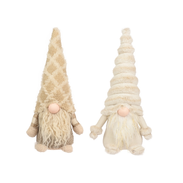 Image de Gnome polyester assis a/petits pieds clair/beige H34