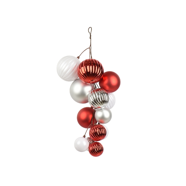 Image de Boules polystyrene brillant - mat mix rge/bl L52