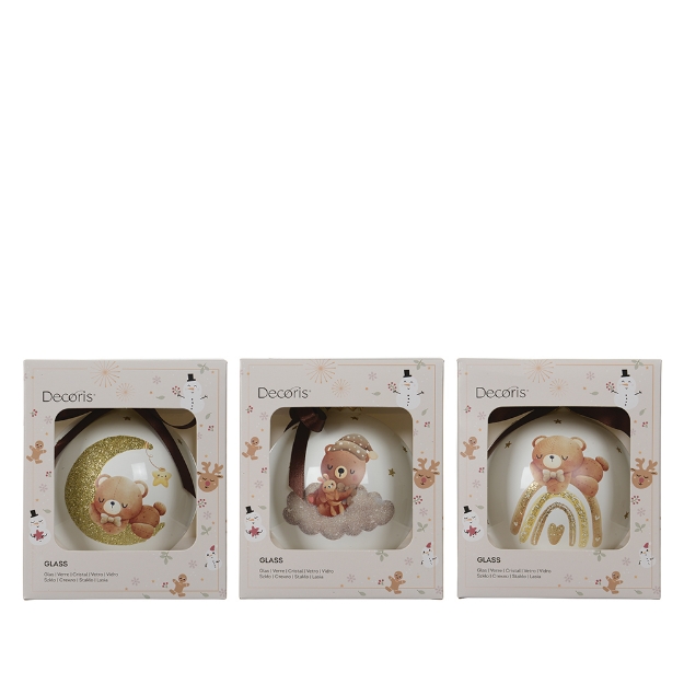 Image de Boules verre a/decalco ours et etoile D10