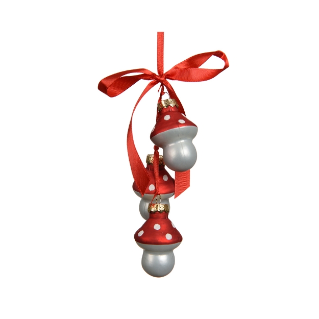 Image de Champignon verre mat a/pois blancs S/ruban