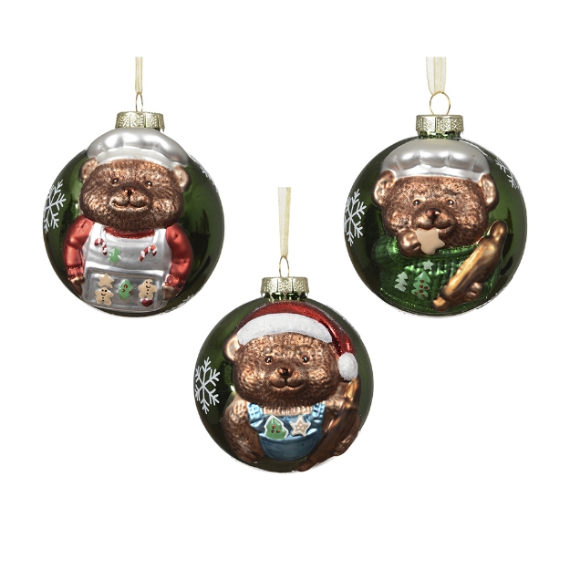 Image de Boules verre brillant a/ours 3col D8