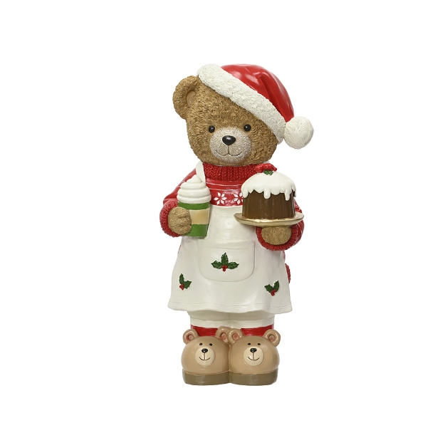 Image de Ours polyresine debout gateaux H57 rge/bl chaud