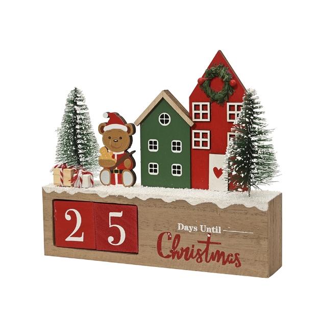 Image de Calendrier avent mdf ours, maison, sapin L18