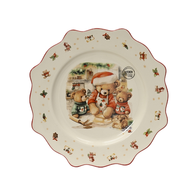 Image de Assiette plate dolomite motif ours D25,8