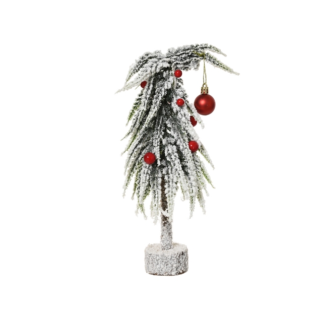 Image de Mini-arbre enneige boules rouges intérieur fsc mix 100% H30