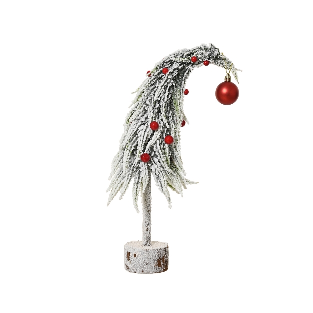 Image de Mini-arbre enneige boules rouges intérieur fsc mix 100% H45