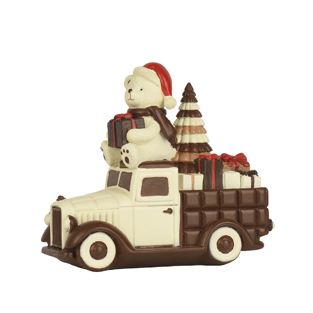 Image de Ours polyresine voiture boites cadeaux ours bl/coul