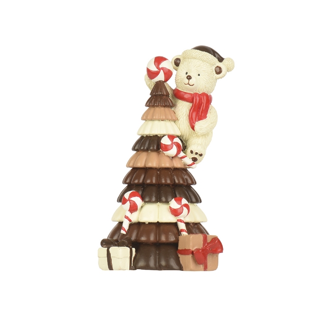 Image de Ours polyresine boites cadeaux ours sapin brun/coul H17,5