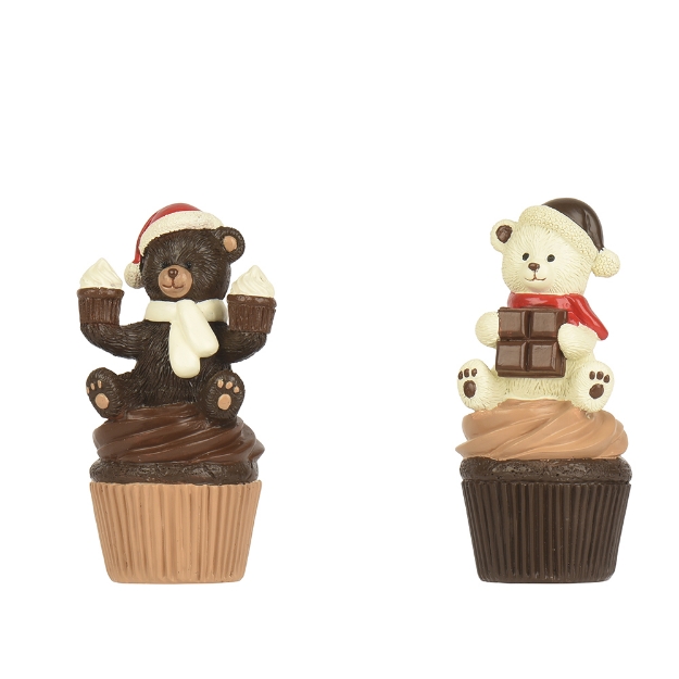 Image de Cupcakes polyresine ours br/coul H12