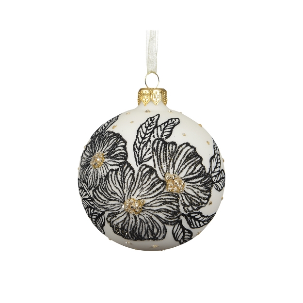 Image de Boule verre mat fleur bl laine D8