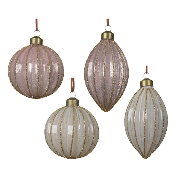 Image de Boules verre interieur argent a/lignes paillettes
