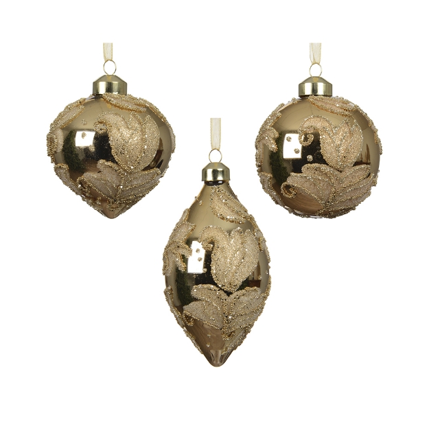Image de Boules verre a/fleur, perles rocaille or D8