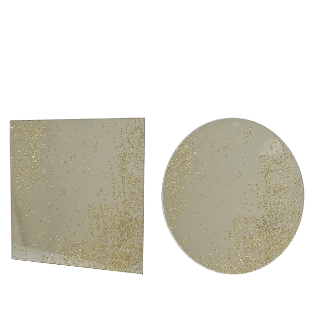 Image de Assiette verre rond/carre or
