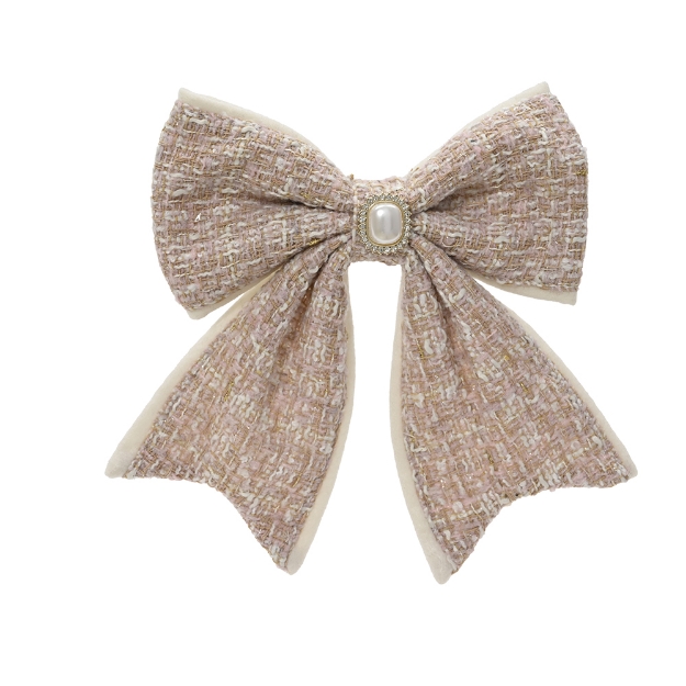 Image de Noeud polyester s/clip strass chan rose H21