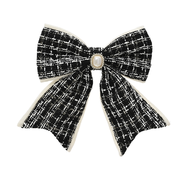 Image de Noeud polyester s/clip strass chan noir H21