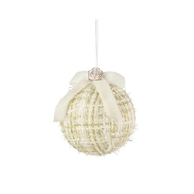 Image de Boule polyester noeud et rose chan creme D10