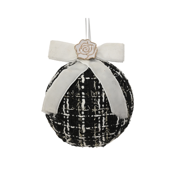Image de Boule polyester noeud et rose chan noir D8