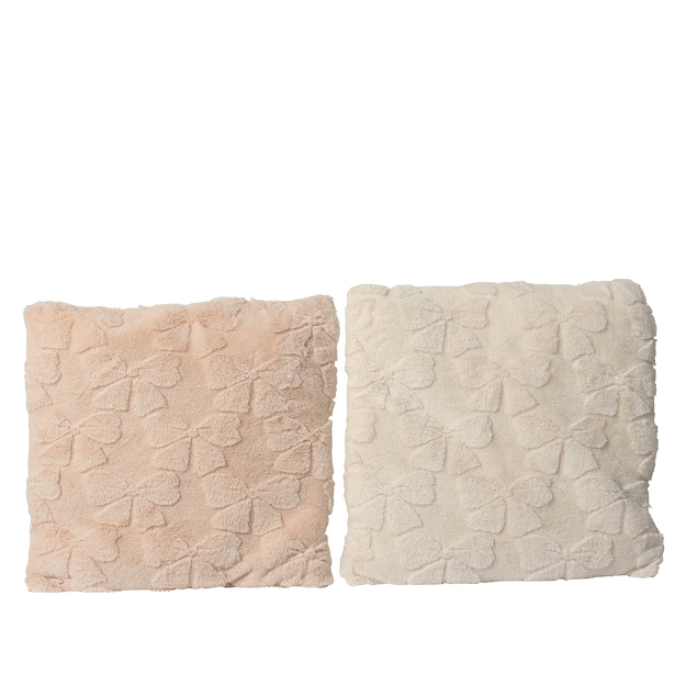 Image de Coussin poly fourrure pv noeud jacquard 2col 45cm