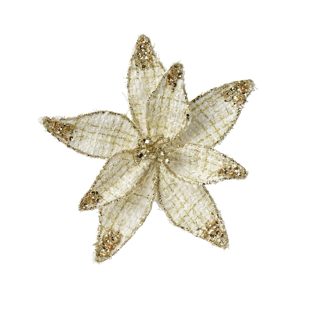 Image de Poinsettia polyester paillettes creme D18