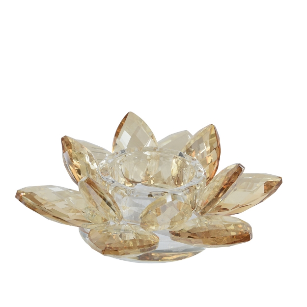 Image de Photophore verre fleur clair/or D13,5