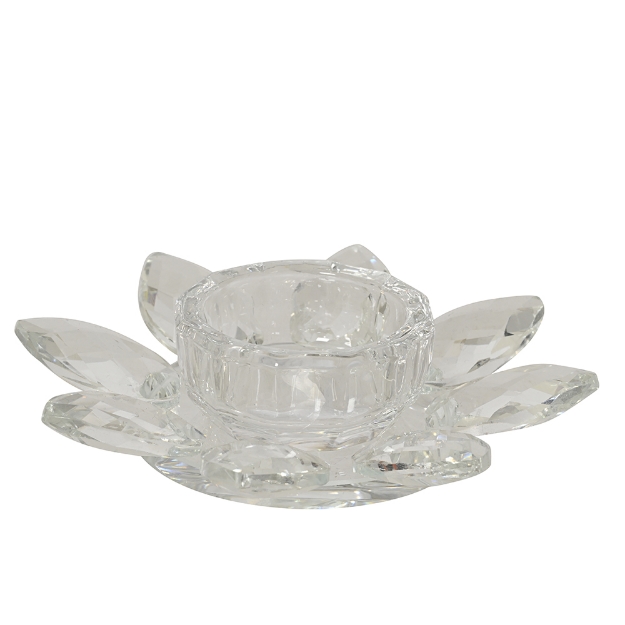 Image de Photophore verre lotus clair D12