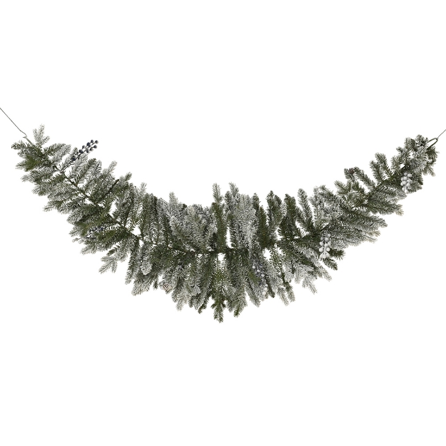 Image de Aspen guirlande en sapin enneige paillettes int vert/bl H180