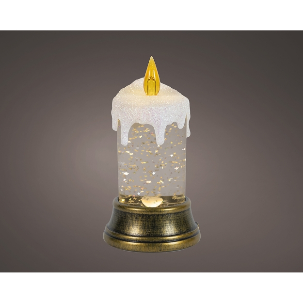 Image de LED lanterne a eau bougie fixe int or/bl chaud H17,5
