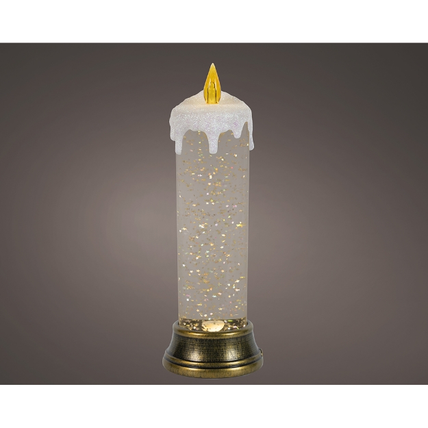 Image de LED lanterne a eau bougie fixe int or/bl chaud H28