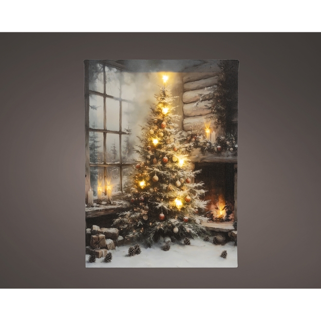 Image de LED canevas pvc effet flamme int sapin