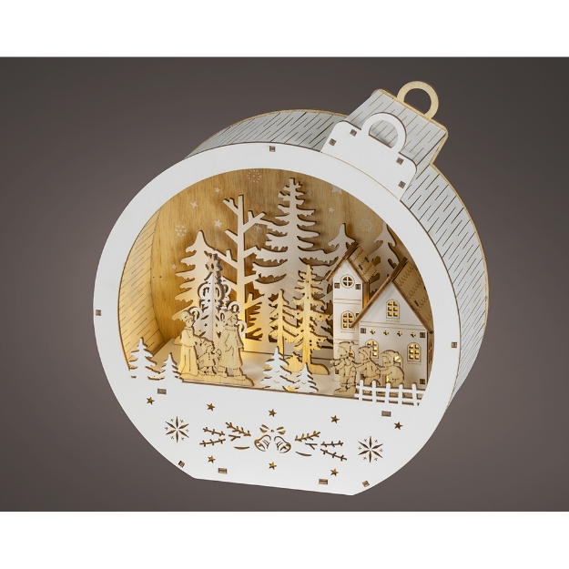 Image de LED paysage boule contreplaque fixe int nat/bl chaud H22,5