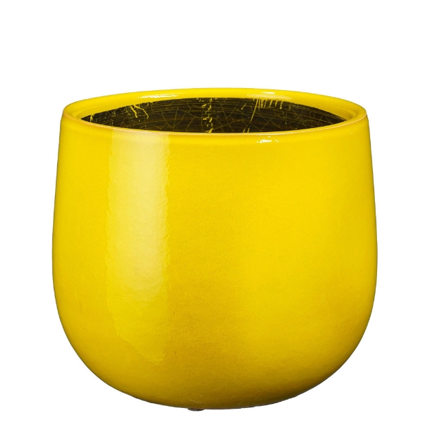 Image de Pablo pot ronde jaune - h16xd18cm - Mica