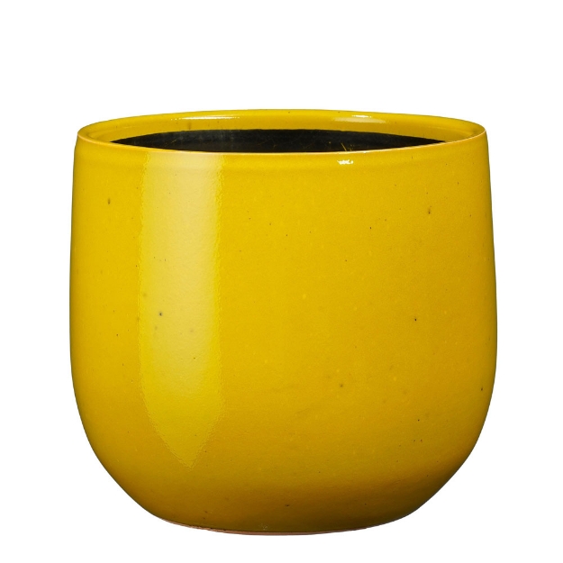 Image de Pablo pot ronde jaune - h19xd21cm - Mica