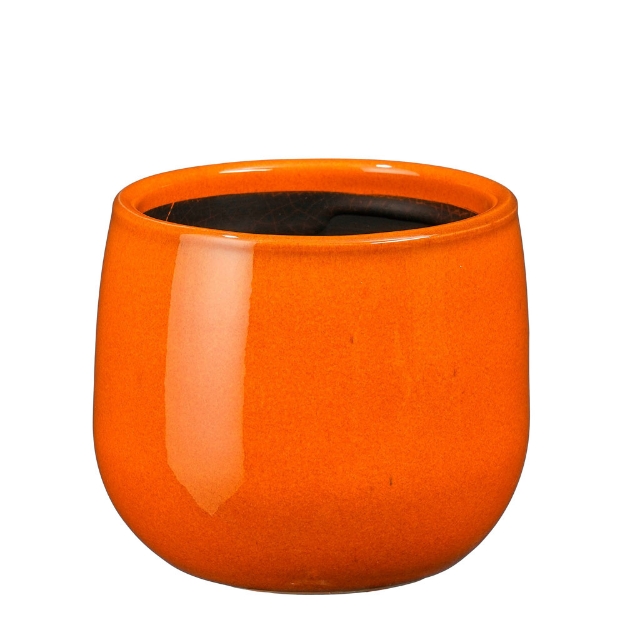 Image de Pablo pot ronde orange - h12xd14cm - Mica
